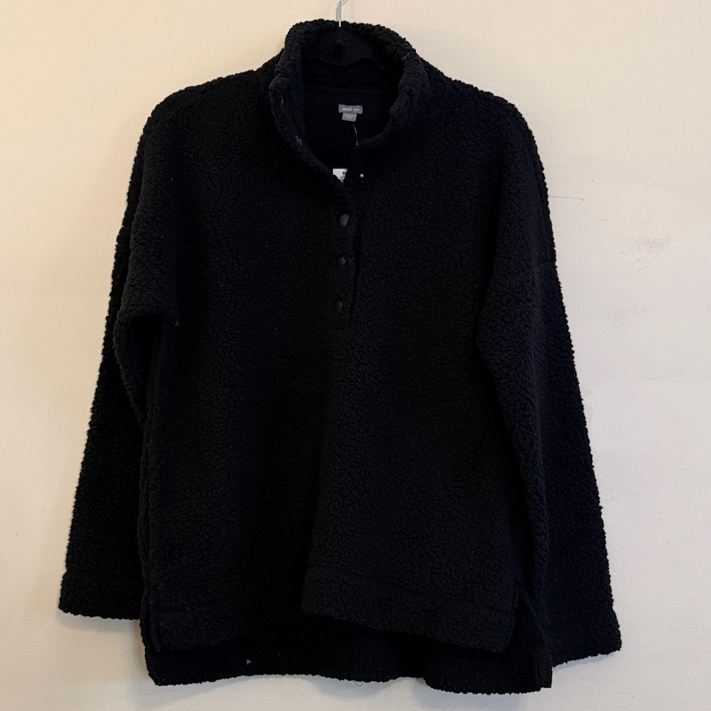 Aerie Black Sherpa Button-Up